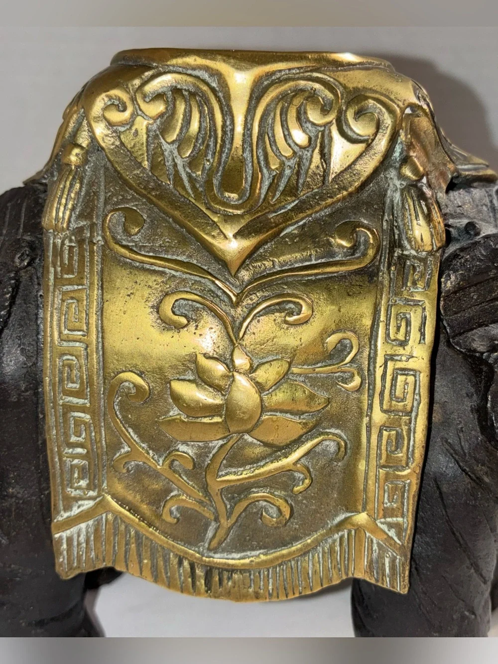 Late 19th Century Indian Antique Bronze Elephant Statue Ornate Brass Saddle